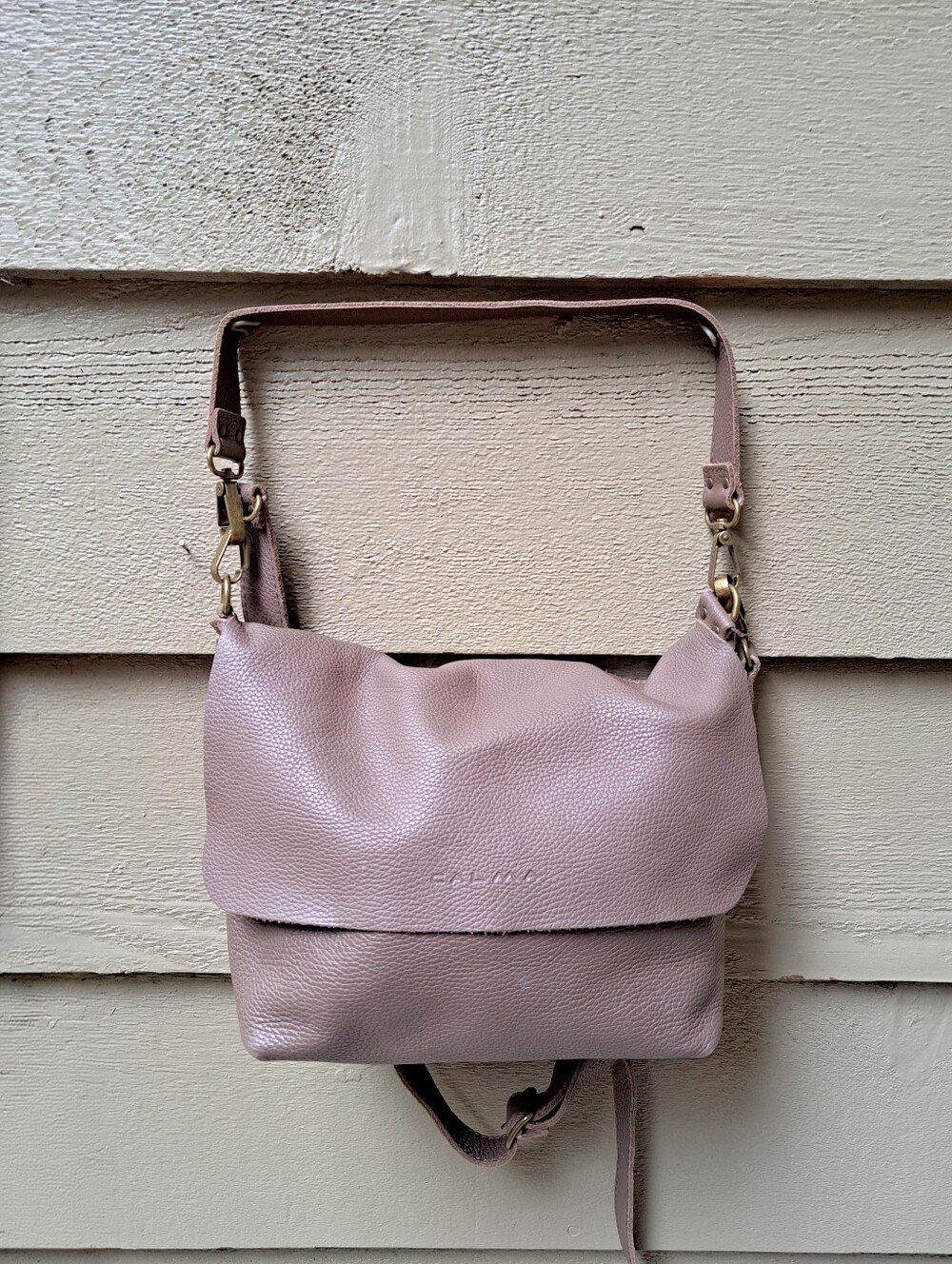 CALMA 11600 Brown Pebbled Leather Crossbody Bag - SPAIN
